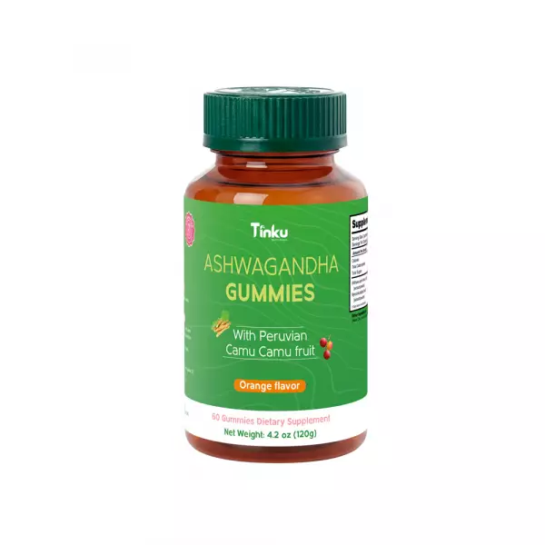 Tinku | Calm & Energy Gummies | Ashwagandha Camu Camu | 4.2 oz
