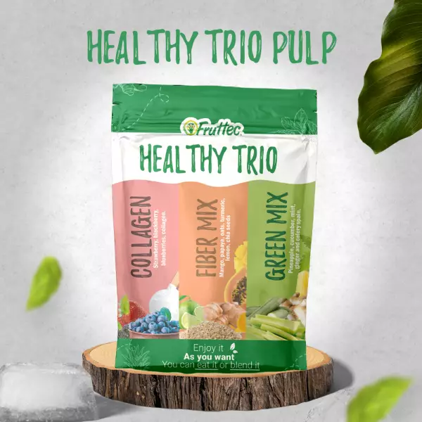 Natural Trio Pulp / Vital Mix/ Vibe Mix/Green Mix / 100% Natural / Six Pack 26.46 Oz