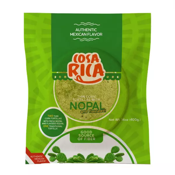 Tortilla with nopal - 14  oz - Low Calories - Gluten Free - Vegan