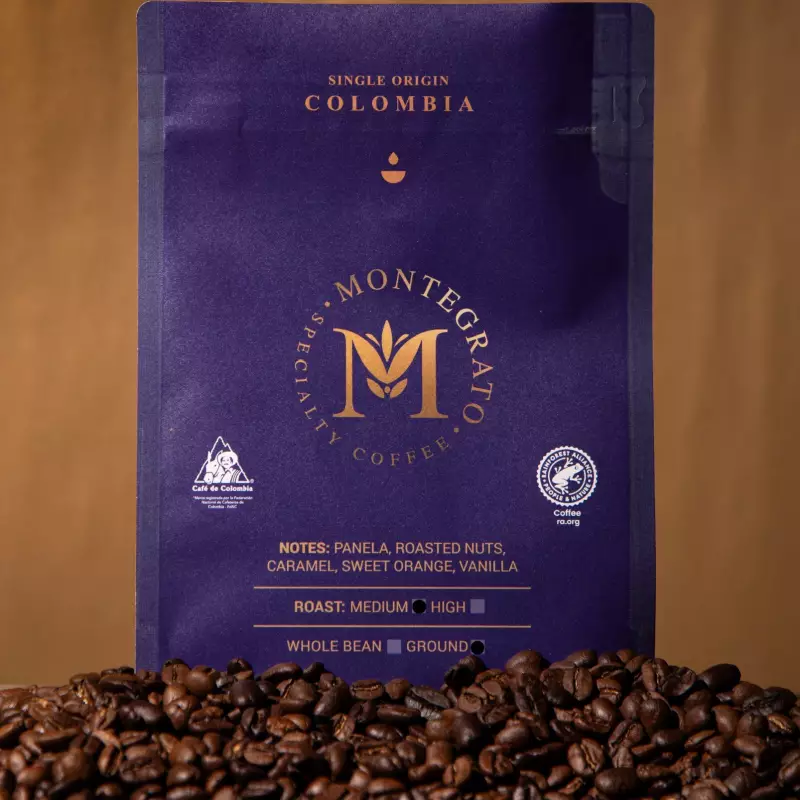 12 oz Ground-Med Roast/Arabica Colombian Specialty Coffee-Rainforest Alliance cert.-Farm to Cup