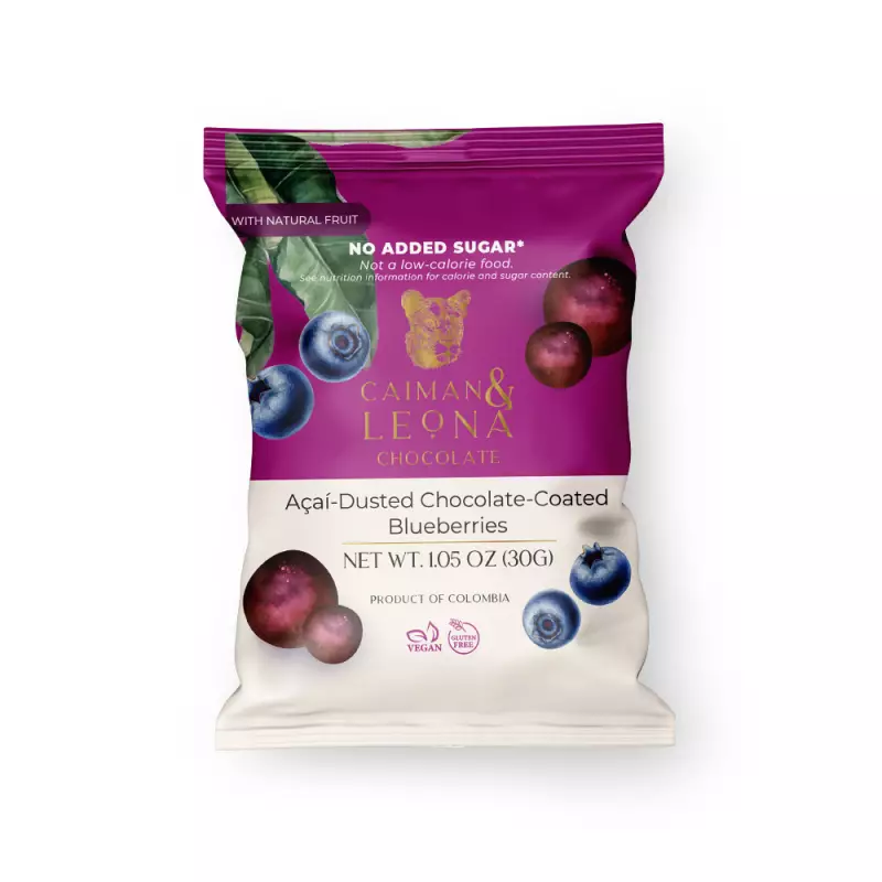 Açaí-dusted chocolate-coated blueberries - 1.05 oz - No Added Sugar - Vegan - Gluten Free