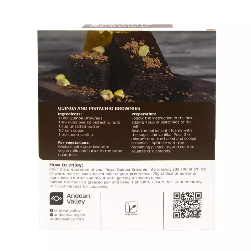 Andean Valley | Royal Quinoa Brownie | Mix in Powder| 9.5 oz. E