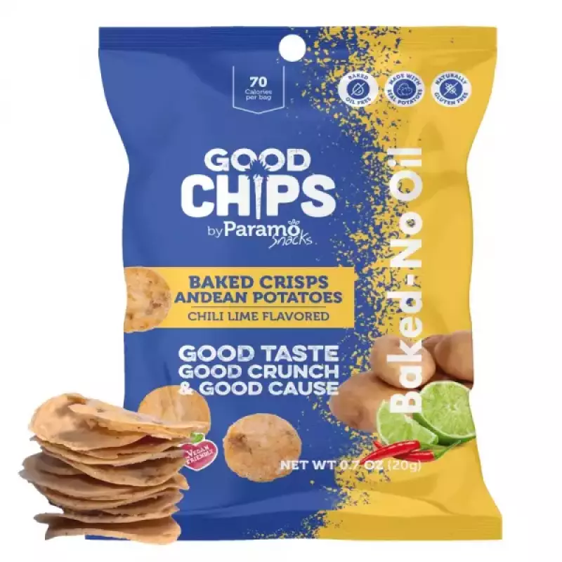 Baked Andean Potato Chili Lime Crisps 0.7oz Snack - Vegan. no oil. no added sugar. gluten free E