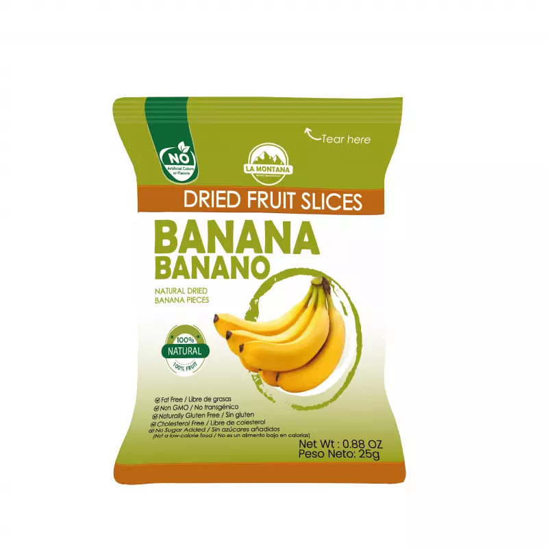 Banana dried snacks - 0.88 oz - 100% fruit natural - No sugar addied - Gluten Free