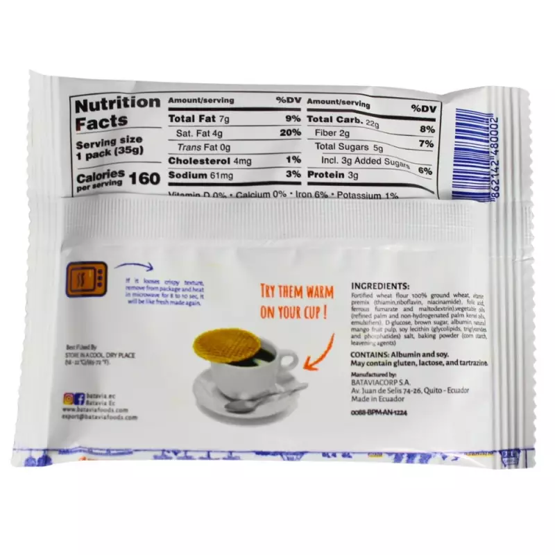 Batavia Foods | Stroopwafels Whole Wheat Mango Filled Cookies | 16 Units | 9,75 Oz E