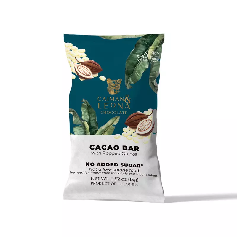 Cacao Bar with Quinoa Pop 40% cacao - 0.52 oz - No Added Sugar - Gluten Free