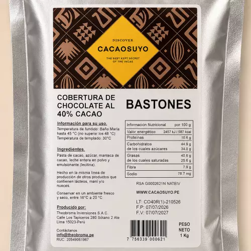 Cacaosuyo 40% Rupa rupa Cocoa Chocolate Sticks - 35.27 oz