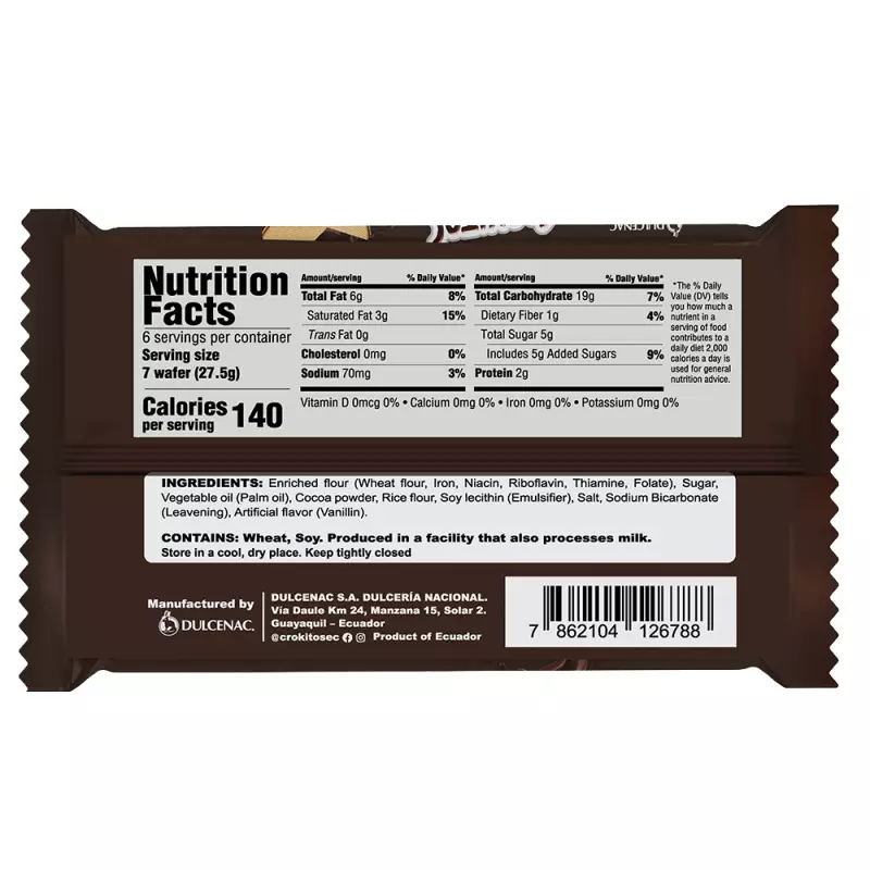 Crokitos | Wafer cookie filled with chocolate-flavored cream | 5.82 oz E