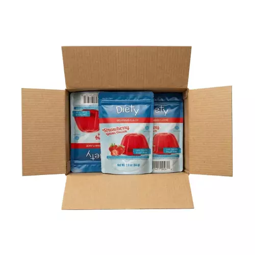 Diety - Gelatin with no added sugar, Diety brand, 84 g, strawberry flavor, low in calories E