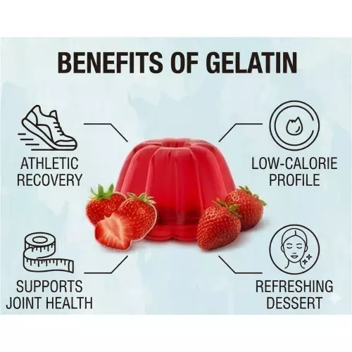 Diety - Gelatin with no added sugar, Diety brand, 84 g, strawberry flavor, low in calories E