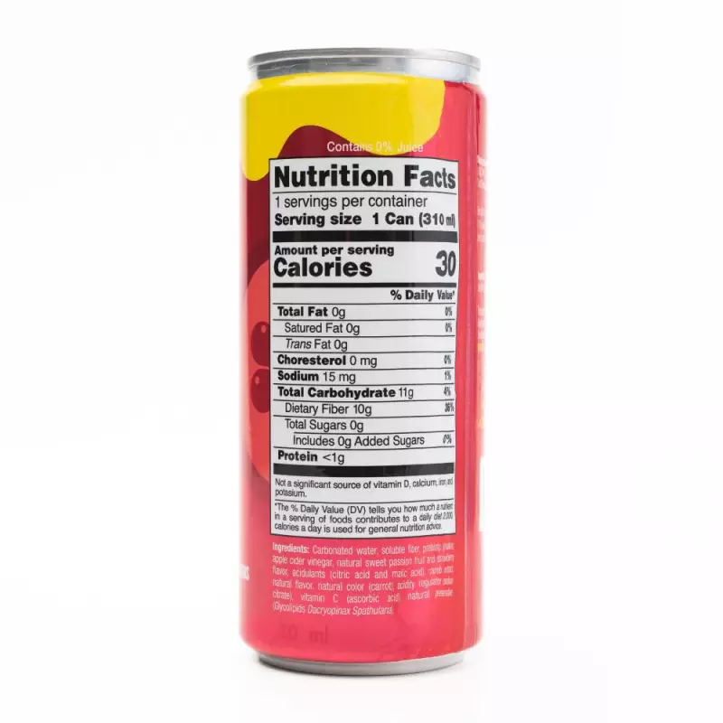 Ekii Bios | Sweet Passion Fruit & Strawberry Sparkling Soda | 10.5 oz | 12 Pack E