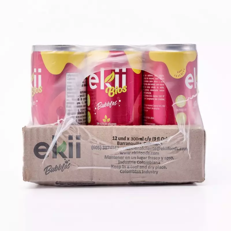Ekii Bios | Sweet Passion Fruit & Strawberry Sparkling Soda | 10.5 oz | 12 Pack E