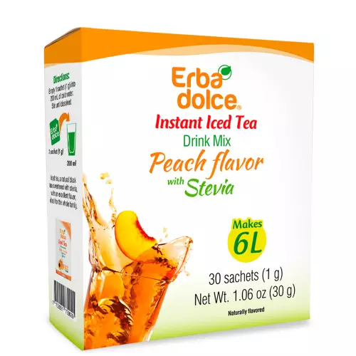 Erbadolce - Instant Iced tea Drink Mix Peach flavor - 1.06 oz - Sugar free - keto friendly