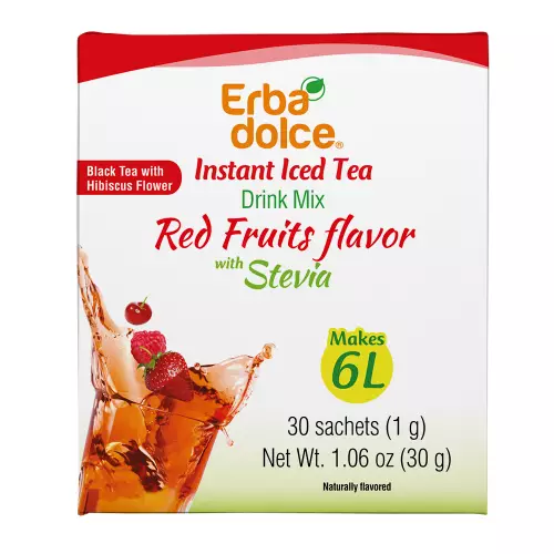 Erbadolce - Instant iced tea Drink Mix Red Fruits flavor - 1.06 oz - Sugar free - keto friendly