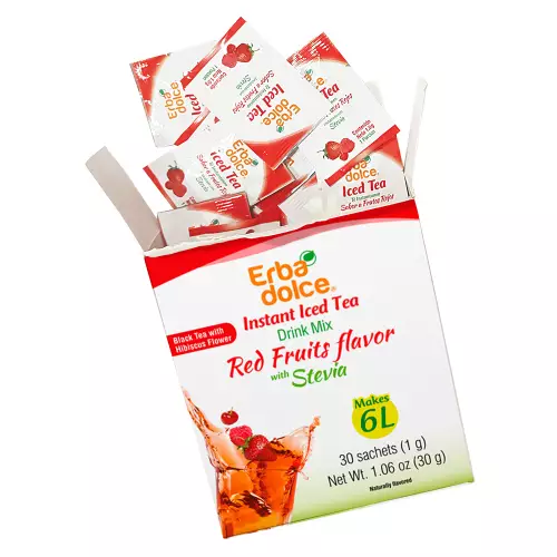 Erbadolce - Instant iced tea Drink Mix Red Fruits flavor - 1.06 oz - Sugar free - keto friendly