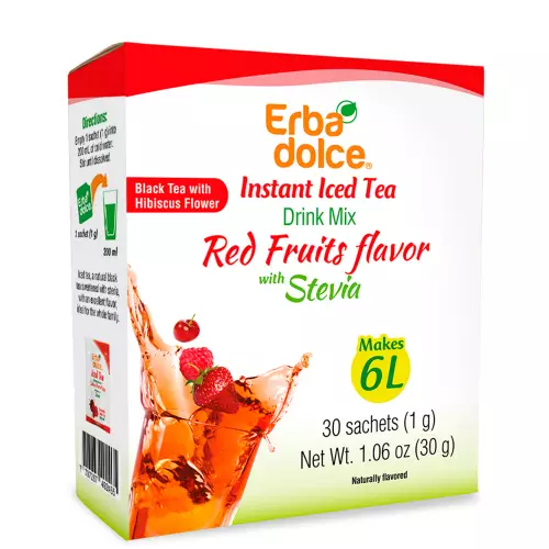 Erbadolce - Instant iced tea Drink Mix Red Fruits flavor - 1.06 oz - Sugar free - keto friendly