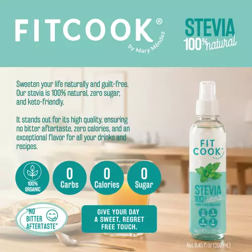 Fitcook-Natural Liquid Stevia - 8.46 oz - Zero calories - Organic - Natural liquid sweetener.