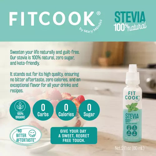 Fitcook-Natural Liquid Stevia- 2.03 oz - Zero calories - Organic - Natural liquid sweetener.