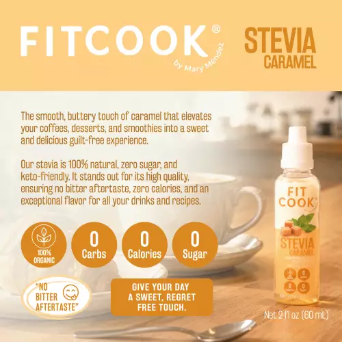 Fitcook-Natural Liquid Stevia-Caramel Flavor- 2.03 oz - Zero calories - Organic - Natural liquid