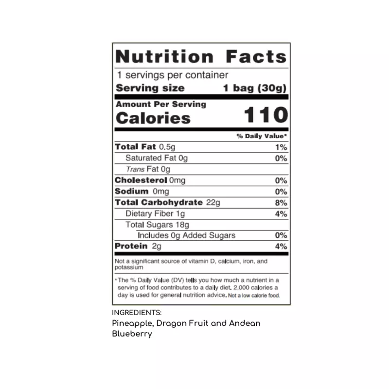 FromNativoGo | Freeze Dried Fruit Snack: Pineapple, DragonFruit, Andean Blueberry | 3Pack | 3.05OzE