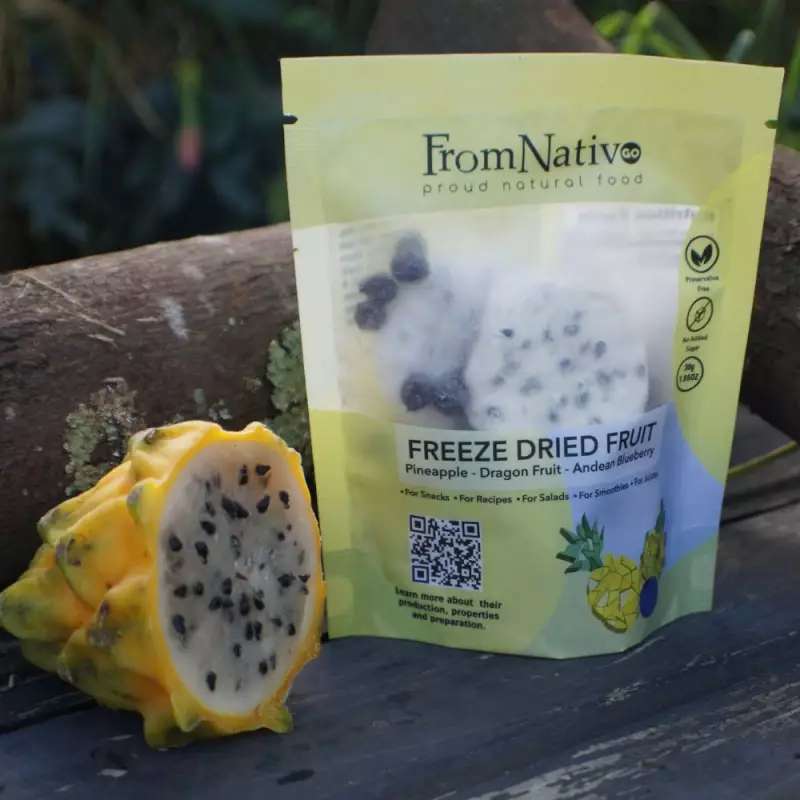 FromNativoGo | Freeze Dried Fruit Snack: Pineapple, DragonFruit, Andean Blueberry | 3Pack | 3.05OzE