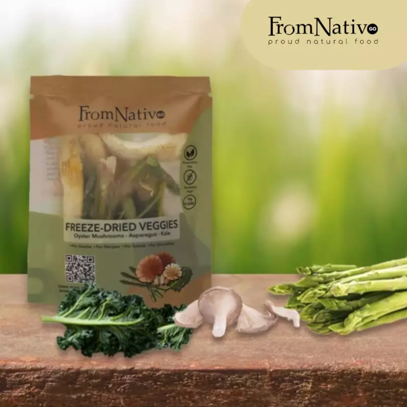 FromNativoGo | Freeze Dried Veggies: Oyster Mushrooms, Asparagus, Kale Mix | 0.35 Oz E