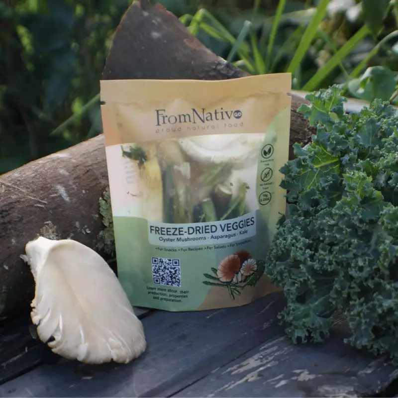 FromNativoGo | Freeze Dried Veggies: Oyster Mushrooms, Asparagus, Kale Mix | 0.35 Oz E