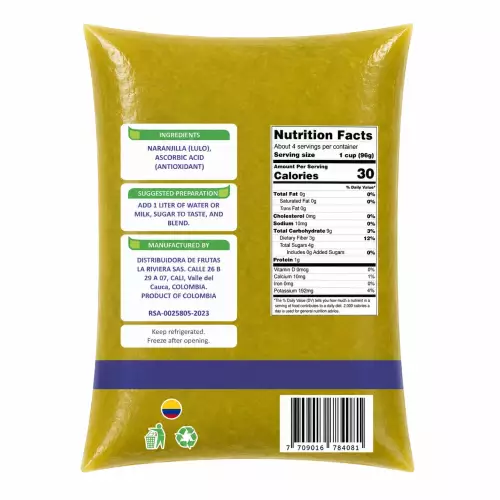 Frucongsa-lulo - Pulp-400 g per unit-Zero sugar-No artificial colors-No artificial flavors