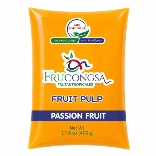 Frucongsa-Passion Fruit- Pulp-400 g per unit-Zero sugar-No artificial colors-No artificial flavors