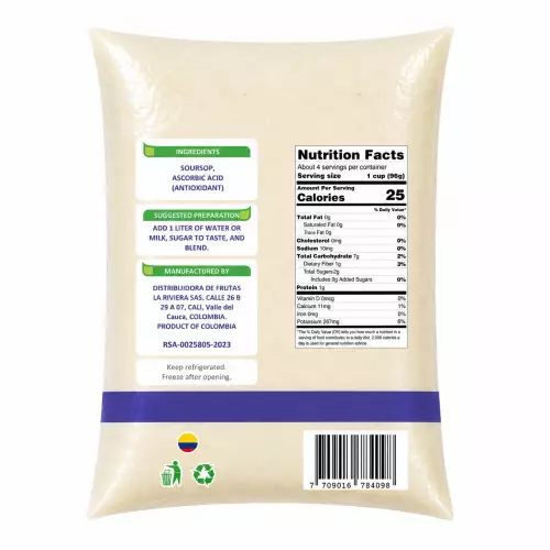 Frucongsa-soursop - Pulp-400 g per unit-Zero sugar-No artificial colors-No artificial flavors