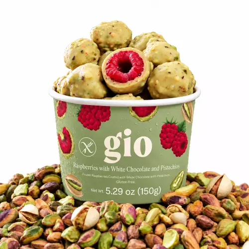 GIO | Raspberries with White Chocolate and Pistachios | 5.29 oz (150 g)