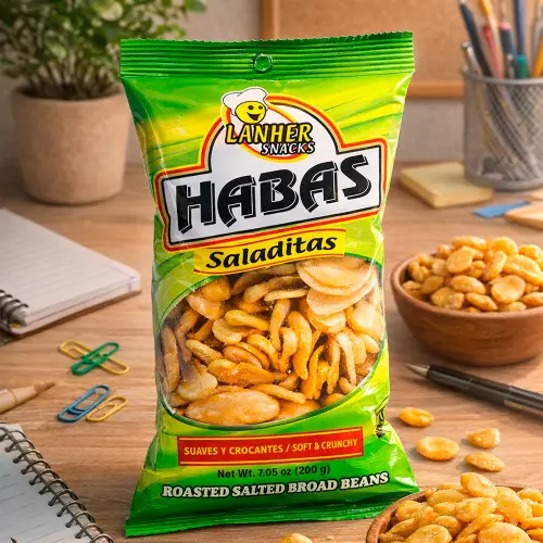 Lahner Snacks Salted Roasted Broad Beans- 7.05 oz- Vegan - No Sugar Added E