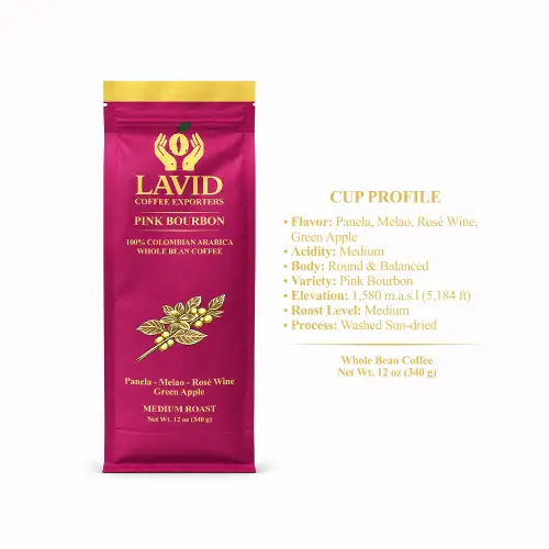 LAVID COFFEE - PINK BOURBON , Medium Roast Whole Bean
