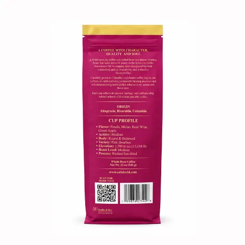 LAVID COFFEE - PINK BOURBON , Medium Roast Whole Bean