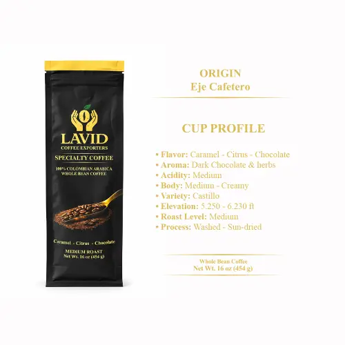 LAVID COFFEE. 16 oz. - Specialty Coffee, Medium Roast. Whole Bean