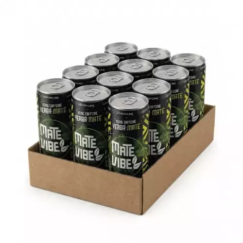 Matevibe -Natural Energy Drink-Citrus Boost 12 OZ-YERBA MATE- LEMON LIME-Low Sugar-Vegan-Focus E