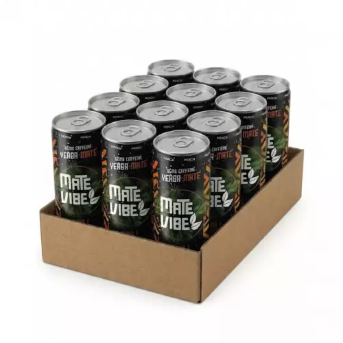 Matevibe-Natural Energy Drink-Chill Peach 12 OZ-YERBA MATE-PEACH- Low Sugar - Vegan - Focus E