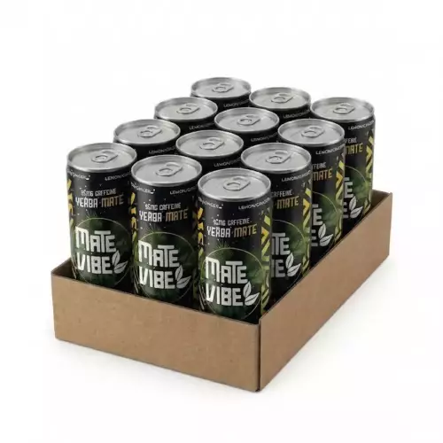 Matevibe-Natural Energy Drink-Ginger Gold 12 OZ-YERBA MATE-LEMON GINGER-Low Sugar-Vegan-Focus E