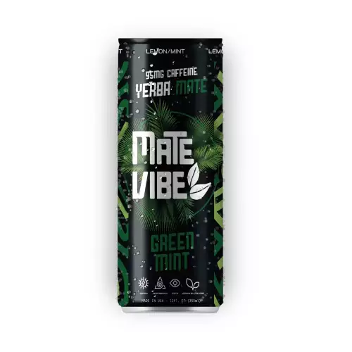 Matevibe-Natural Energy Drink-Green Mint-12 OZ-YERBA MATE-LEMON MINT-Low Sugar-Vegan-Focus E