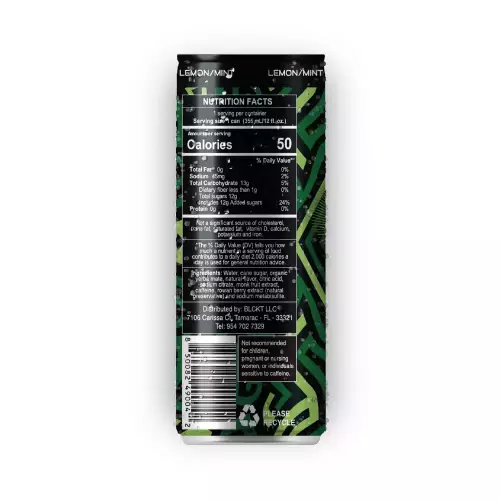 Matevibe-Natural Energy Drink-Green Mint-12 OZ-YERBA MATE-LEMON MINT-Low Sugar-Vegan-Focus E