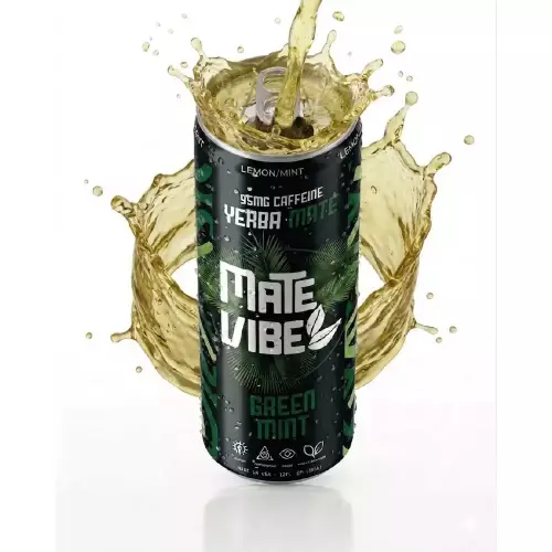 Matevibe-Natural Energy Drink-Green Mint-12 OZ-YERBA MATE-LEMON MINT-Low Sugar-Vegan-Focus E