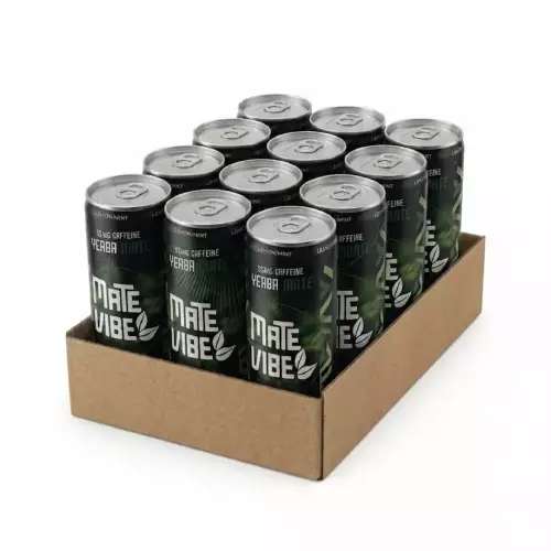 Matevibe-Natural Energy Drink-Green Mint-12 OZ-YERBA MATE-LEMON MINT-Low Sugar-Vegan-Focus E