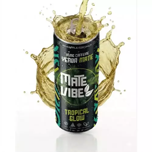 Matevibe-Natural Energy Drink-Tropical Glow-12 OZ-YERBA MATE-Low Sugar-Vegan-Focus E