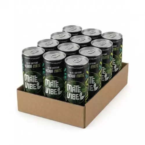Matevibe-Natural Energy Drink-Tropical Glow-12 OZ-YERBA MATE-Low Sugar-Vegan-Focus E