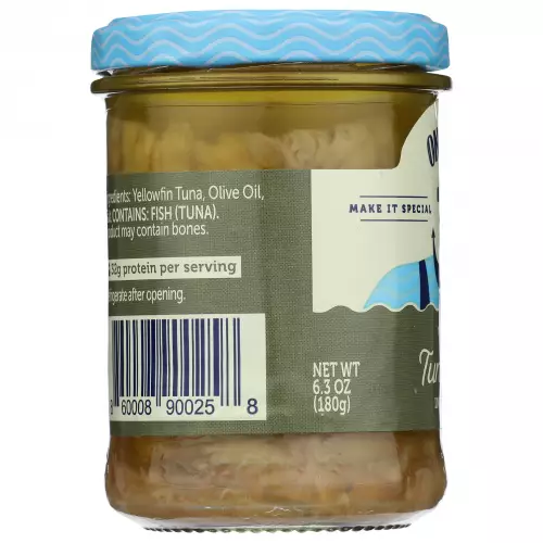 Onboard-Yellowfin tuna fillet in glass jar in Olive Oil E