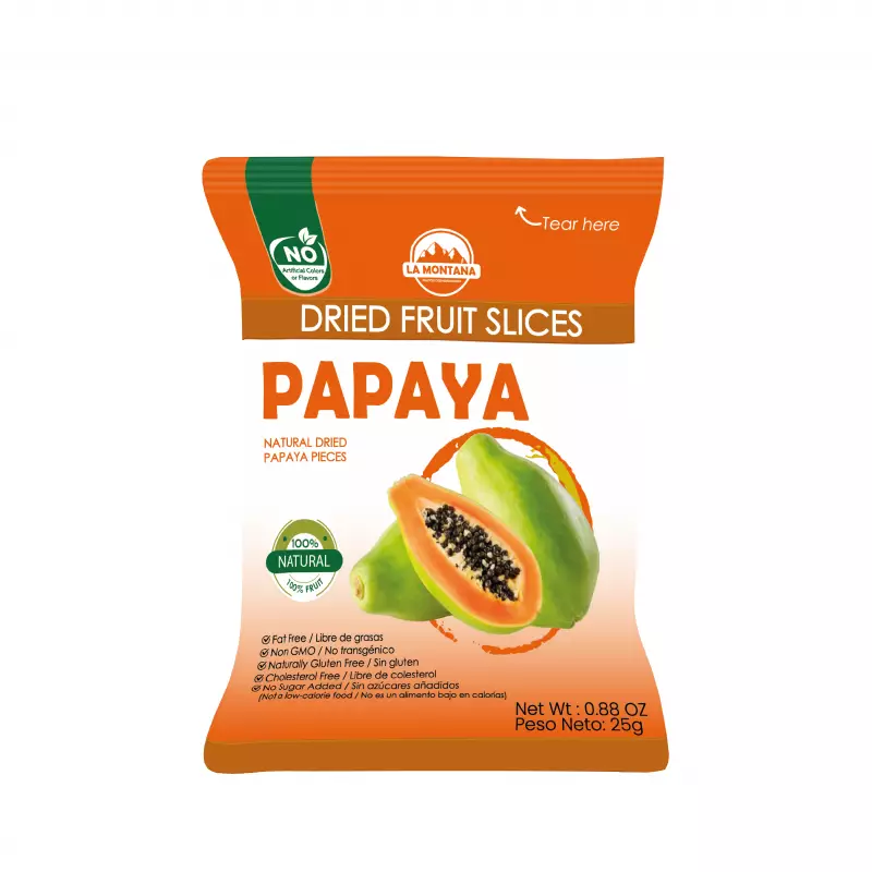 Papaya dried snacks - 0.88 oz - 100% fruit natural - No sugar addied - Gluten Free