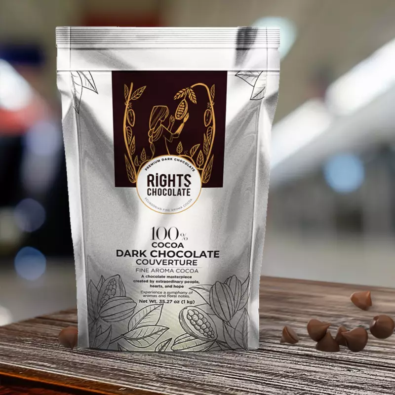 Rights Chocolate | 100% Dark Chocolate Coverture bitter Chocolate | 35,27 oz