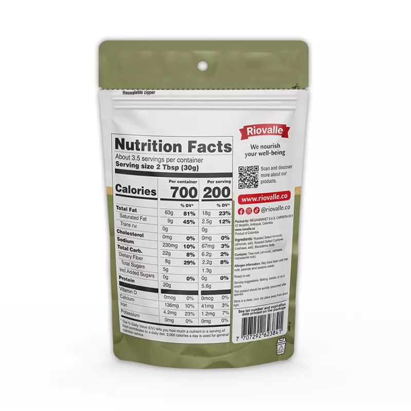 Riovalle | Premium Nut Mix with Cashews, Almonds and Macadamias | 3.5 oz