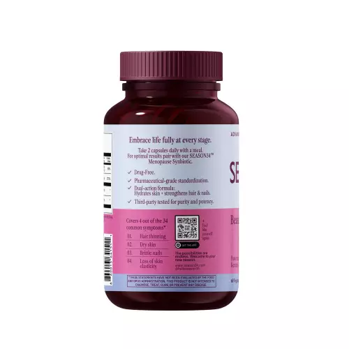 SEASON34-Menopause Beauty Blend - 60 Ct - Hair Shedding, Skin, Nails - Keratin Peptides, Ceramides