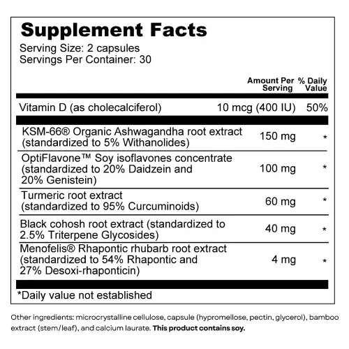 SEASON34-Menopause Relief for Women-60 Ct - Hot Flashes, Night Sweats, Mood, Libido - Hormone-Free